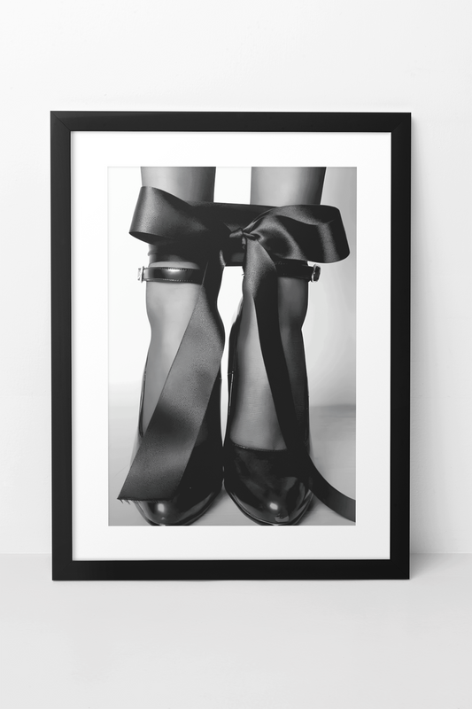 Elegante Designer-High-Heels mit Schleife Wandkunst | Mädchenhafte Mode-Zimmerdekoration