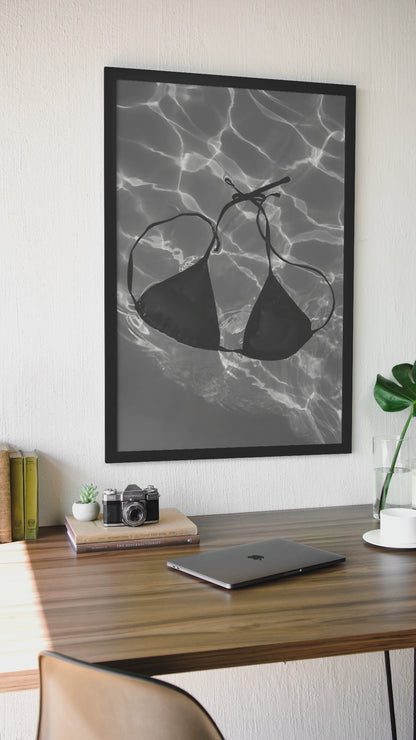Minimalistic Bikini Top Loose In Ocean Wall Art | Y2K Modern House Chic Art Bedroom Decor