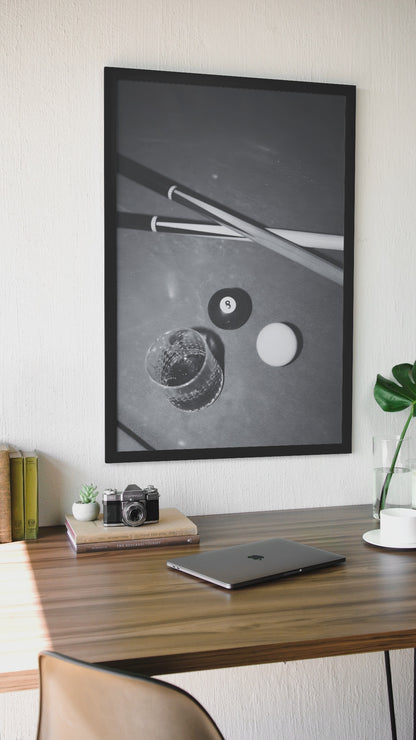 8 Ball Pool Table Game Illustration Wall Mount | Endless Fashion Aesthetics Room Decor