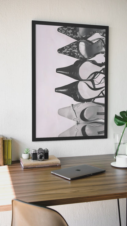 Elegant Fashion Designer Heels Illustration Poster | Bold Girly Y2K Apartment Luxury Decor