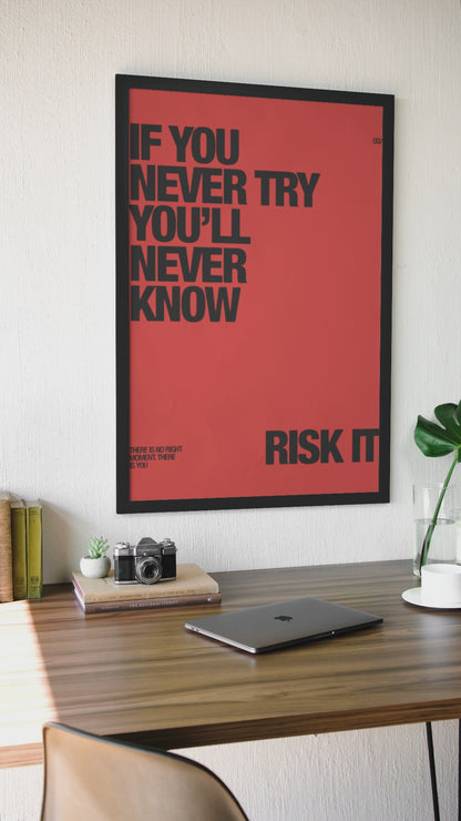 If You Never Try Youll Never Know Risk It Poster | Red & Black Aesthetics Chic Dorm Art