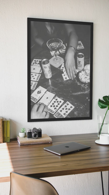 Vintage Cards Game On Bar Table Wall Mount | Timeless 90s Essentials Celebration Fashion Print