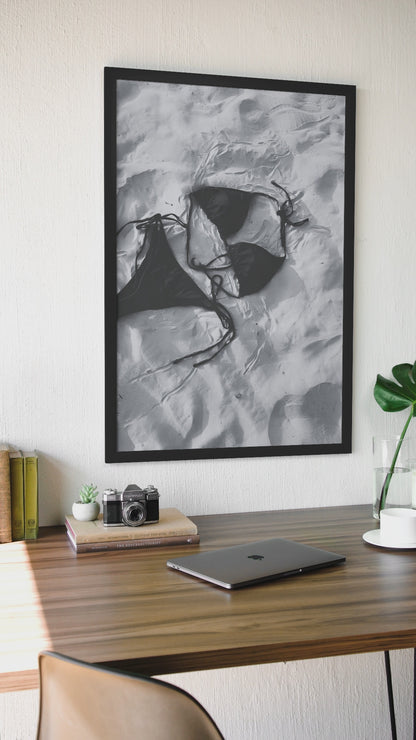 Y2K Bikini On Beach Sand Illustration Decor | Girly Modern House Coastal Summer Vibe Poster