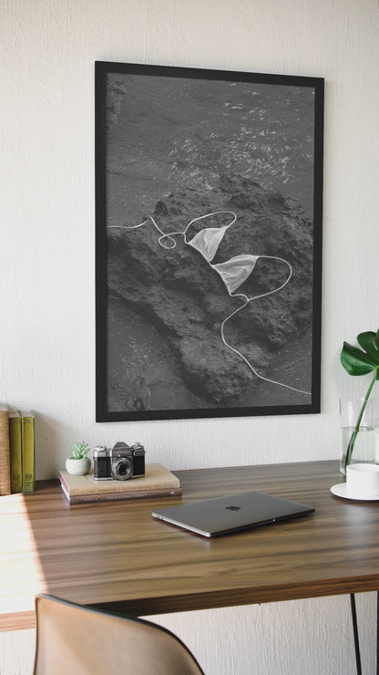 Endless Bikini Top On Beach Rocks Wall Art | Y2K Girly Apartment Fashion Print