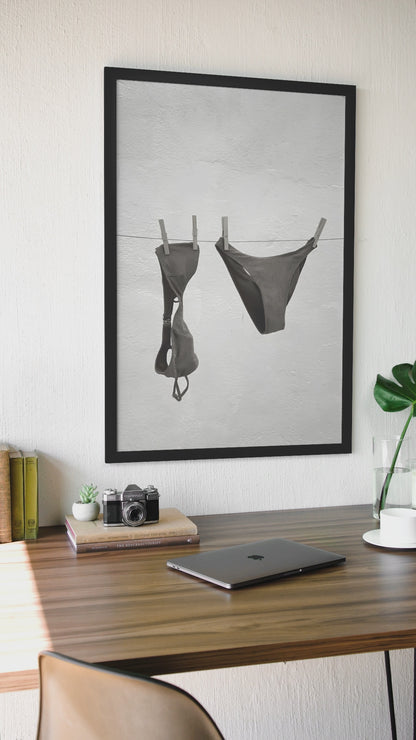 Aesthetic Beach Bikini Illustration Wall Mount | Vintage 90s Feminine Room Poster